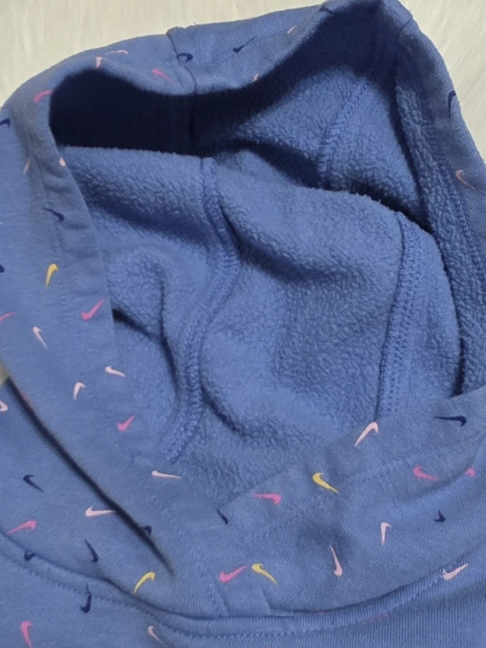 Nike Girls' Blue Hoodie, Size 5, Embroidered Logo